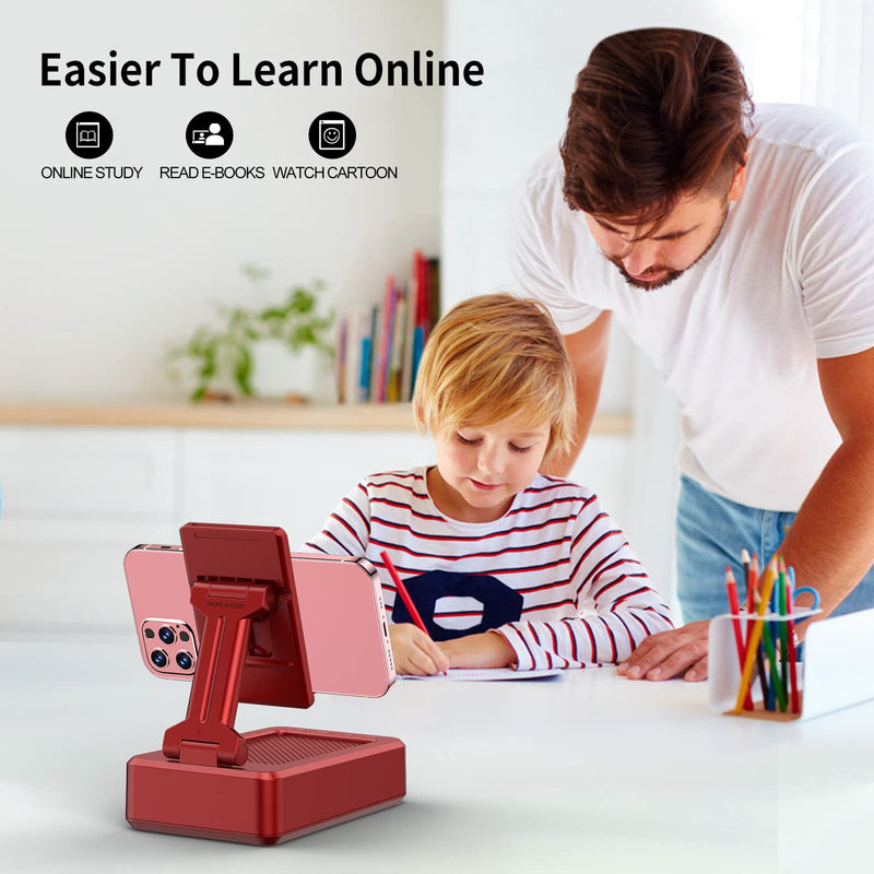 JTEMAN Portable Wireless Bluetooth Speakers with Cell Phone Stand,Gifts for Women and Men,Birthday Christmas for Women Men,Kitchen Gadgets for Men,Compatible for iPhone/Samsung/Mini iPad - Red
