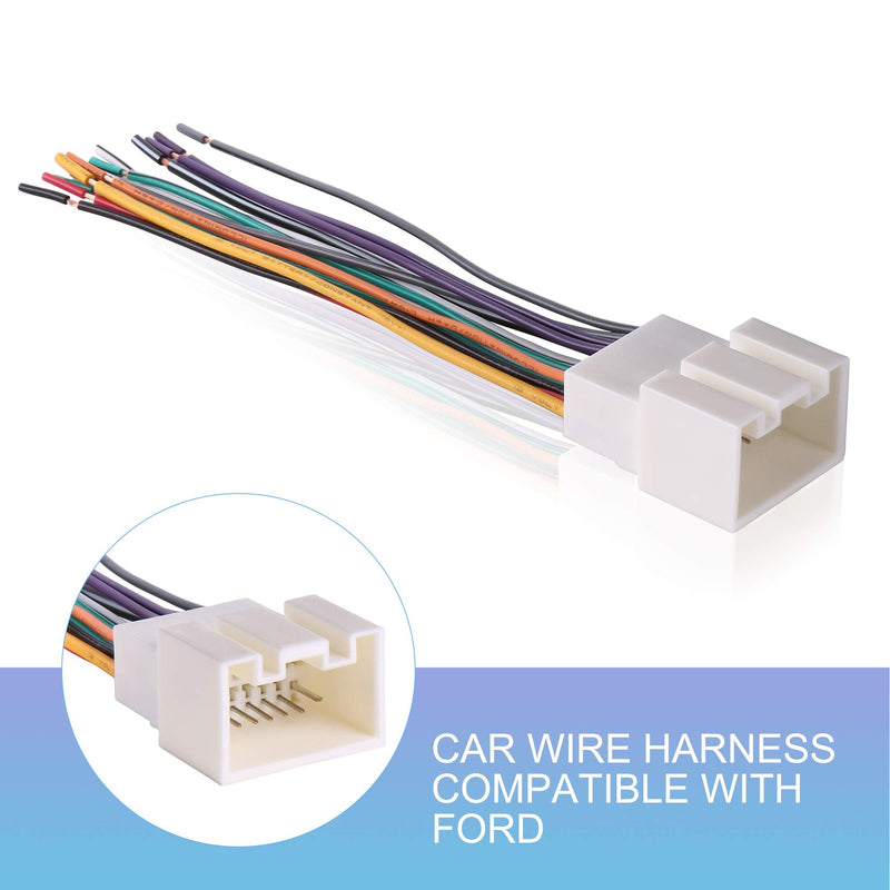 RDBS Car Radio Wire Harness to Install an Aftermarket Stereo Receiver Fit for 1998-2009 Ford Vehicles F150/F250/F350/Ranger/Explorer/Escape/Crown