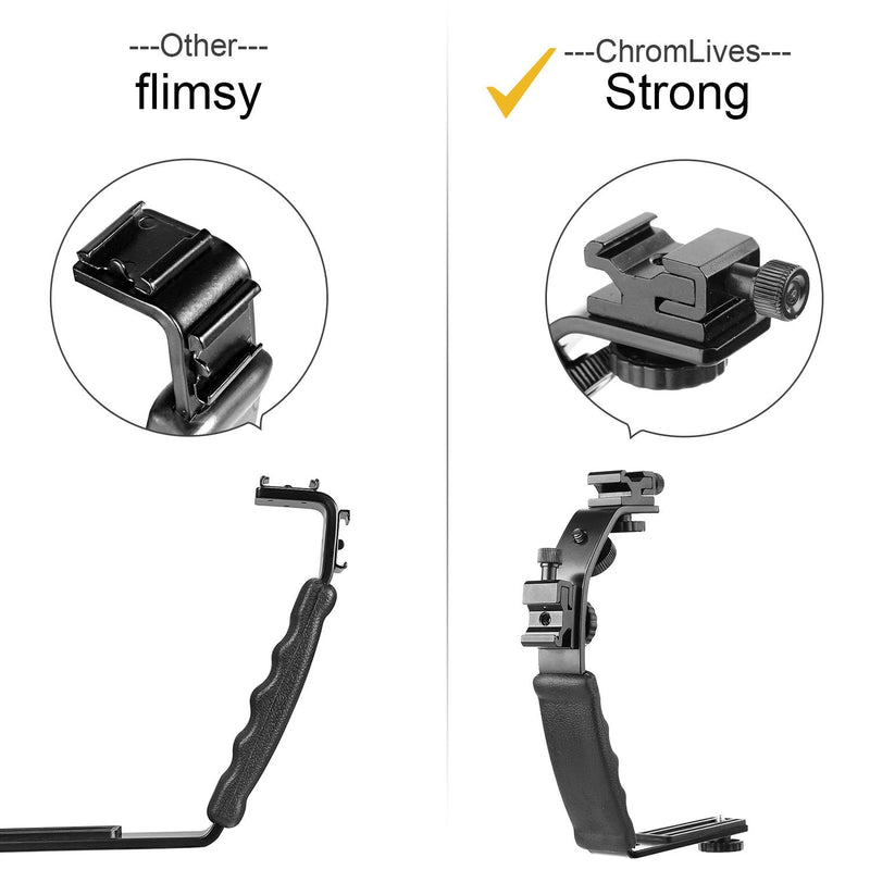 [AUSTRALIA] - ChromLives Camera L Bracket Mount Video Grip L-Bracket with Dual Flash Cold Shoe Mount 1/4'' Tripod Screw, Heavy Duty Padded Hand Grip for DSLR Camera Camcorder (Updated) 