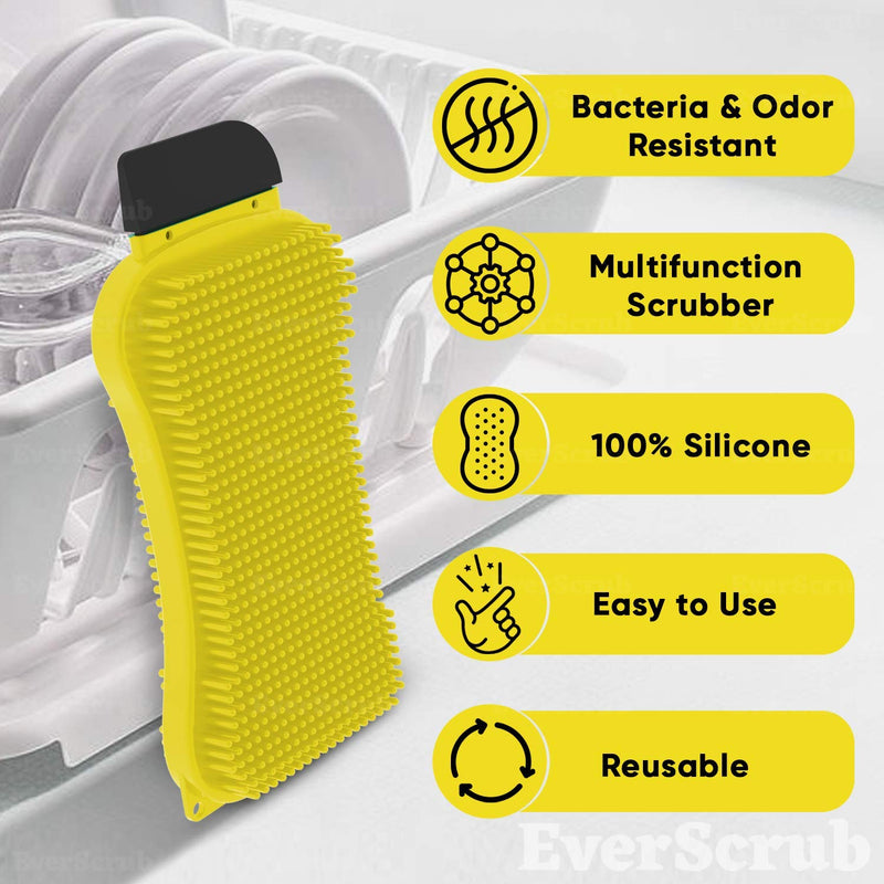 [AUSTRALIA] - EverScrub Silicone Sponge (2 Pack) Multi-Purpose Kitchen Sponge with Scrubber, Scrapper & Squeegee Functions for Easy & Scratch-Free Cleaning & Dishwashing 