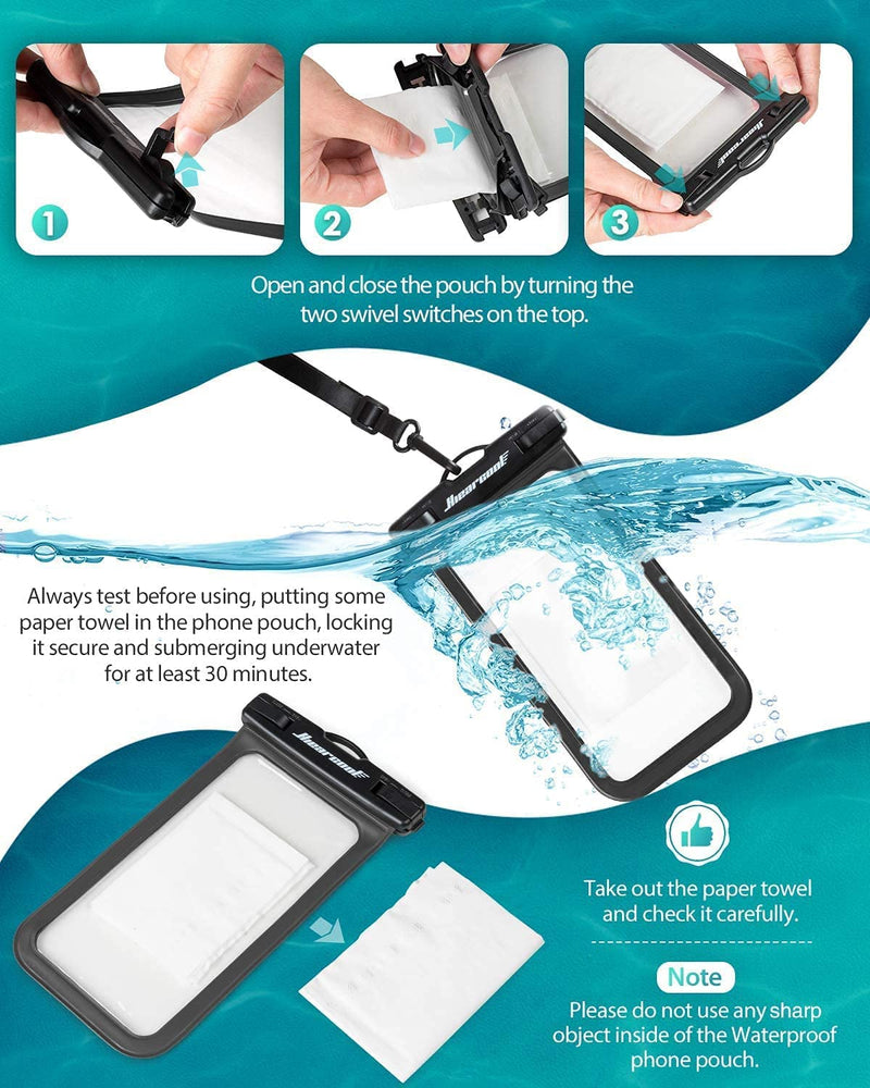 Universal Waterproof Case,Waterproof Phone Pouch Compatible for iPhone 13 12 11 Pro Max XS Max XR X 8 7 Samsung Galaxy s10/s9 Google Pixel 2 HTC Up to 7.0", IPX8 Cellphone Dry Bag -4 Pack