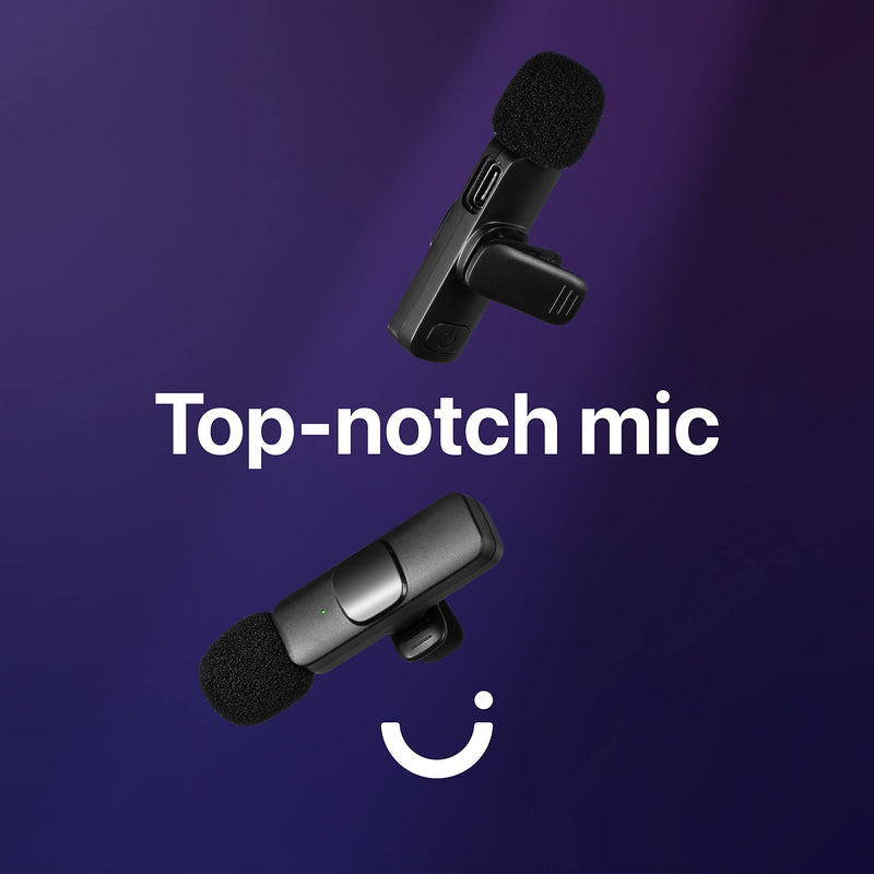 2 Pack Wireless Microphone for iPhone, iPhone Mic, Lavalier microphone for iPhone, Mini microphone iPhone, YouTube microphone, iPhone microphone for video recording, Lapel Mic, Lav mic for iPhone