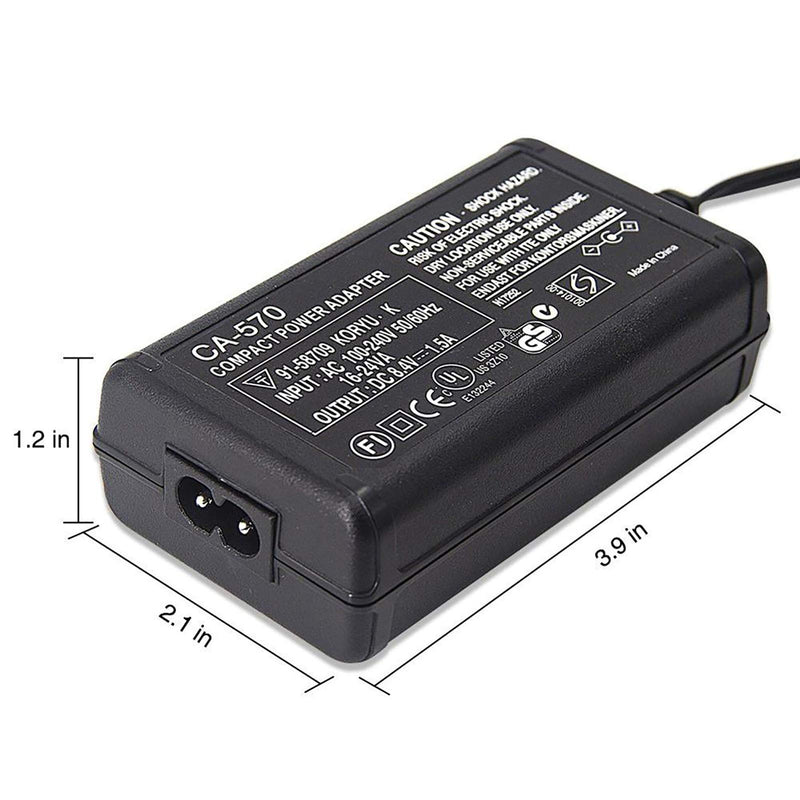 CA-570 AC Power Adapter CA 570 Charger Kit Compatible with Canon FS21 FS22 FS200 FS300 HF10 HF11 HF20 HF100 HF200 HF M31 HF S10 HG20 HG21 HG30 HR10 HV10 HV20 HV30 HV40 XA10 Cameras