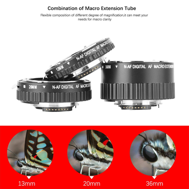 MEIKE MK-N-AF1-A Macro Electronic Mount Auto Foucs Macro Metal Extension Tube Adapter for Nikon DSLR Camera for D80 D90 D300 D300S D800 D3100 D3200 D3400 D5000 D5100 D5200 D7000 D7100 (No Meike Logo) ZN-MK-N-AF1-A
