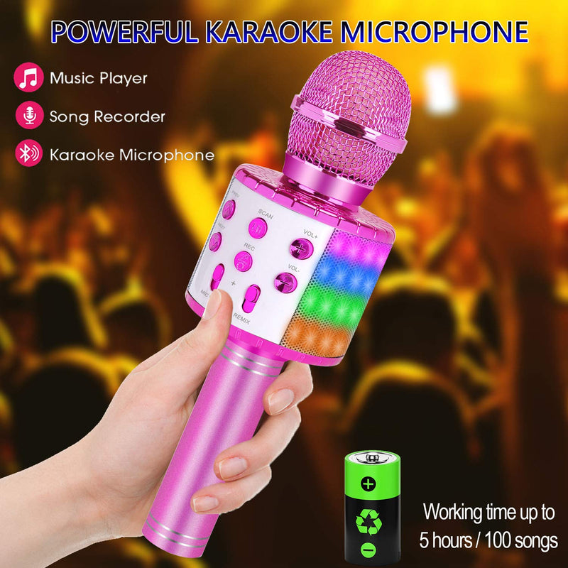 [AUSTRALIA] - Wireless Karaoke Microphone Bluetooth for Adults and Kids,Portable Microphone with Led Lights,Most Popular Toys Birthday Gifts for for 4 5 6 7 8 9 10 Year Old Girls Boys Purple 