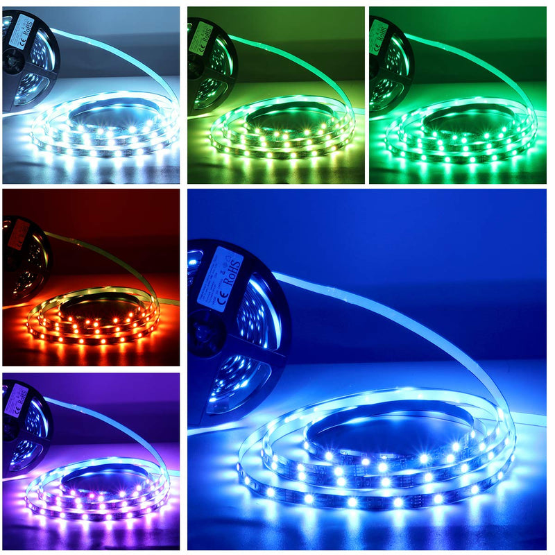 [AUSTRALIA] - Tingkam 39.4 ft 12 M Non-Waterproof 5050 SMD RGB LED Flexible Strip Light Black PCB Board Color Changing Decoration Lighting 300 LEDs Kit + 20 Key Remote Controller 12m-nw 