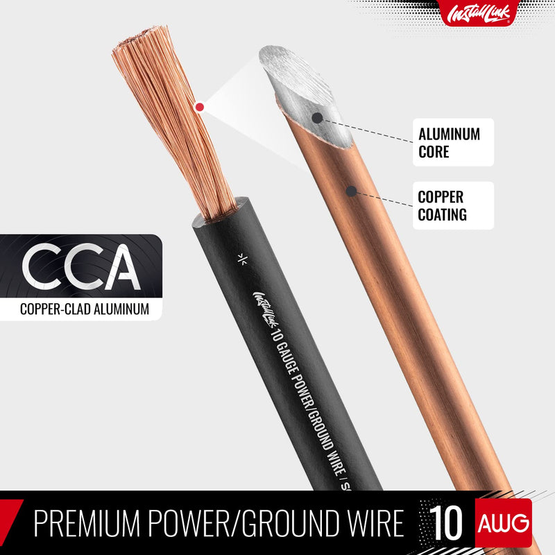 [AUSTRALIA] - Install Link 10 Gauge Power or Ground Wire Cable, 20ft, CCA Frosted Black 