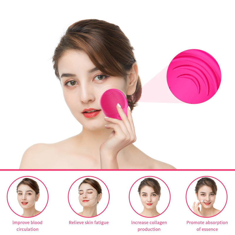 JIANNZT Sonic Facial Cleansing Brush, Rechargeable Waterproof Silicone Facial Cleanser Brush Electric Face Brushes for Cleansing and Exfoliating Facial Cleanser and Massager, Rose