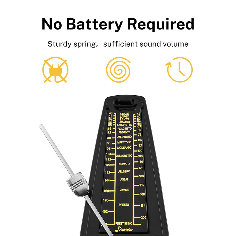Donner DPM-1 Mechanical Metronome Black For Drum, Piano, Violin and Guitar