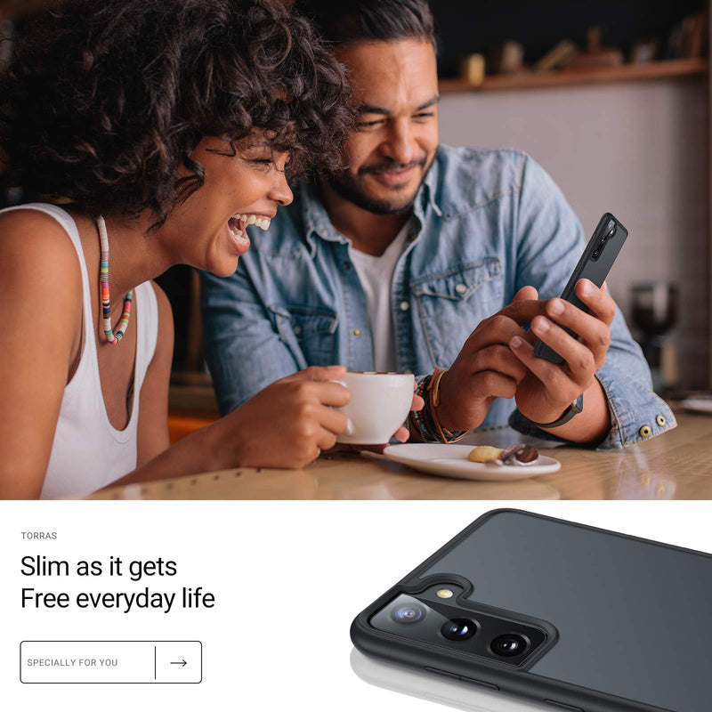 TORRAS Shockproof Designed for Samsung Galaxy S21+ Plus Case 6.7'' [6FT Military Drop Protection] [Semi-Clear] Matte Hard Back & Soft Edge Slim Galaxy S21+ Plus Case 5G Guardian Series, Frost Black