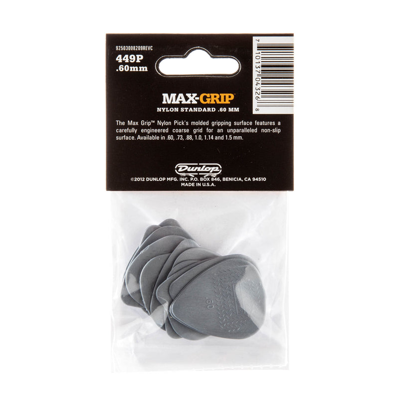 Dunlop 449P.60 Max-Grip Nylon Standard, Light Gray, .60mm, 12/Player's Pack 12 Pack