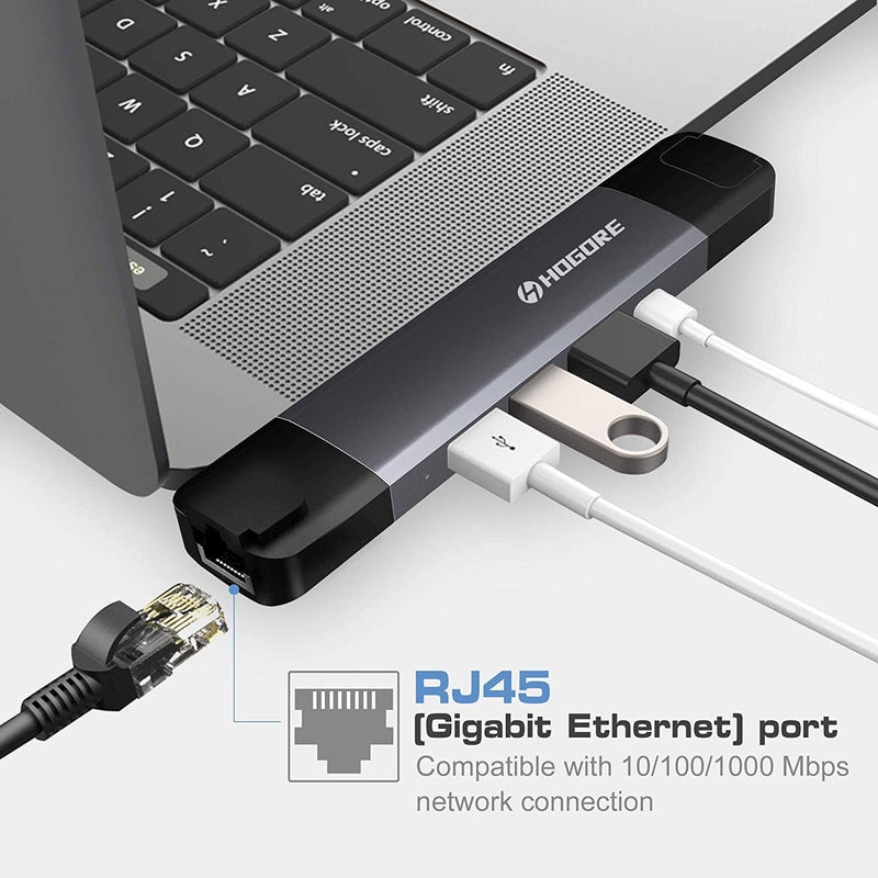 HOGORE Modular USB C Hub for MacBook Pro, MacBook Air with Thunderbolt 3 Ports(40Gbps, 100W PD, 4K HDMI, Gigabit Ethernet, Micro/SD, 3 USB3.0, USB C Docking Station for MacBook Pro 2020 2019 2018