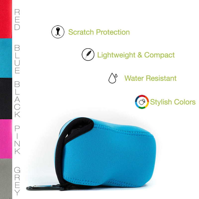 MegaGear ''Ultra Light'' Neoprene Camera Case Bag with Carabiner for Sony Cyber-shot DSC-RX10, Sony Cyber-shot DSC-RX10 II (Blue) Blue