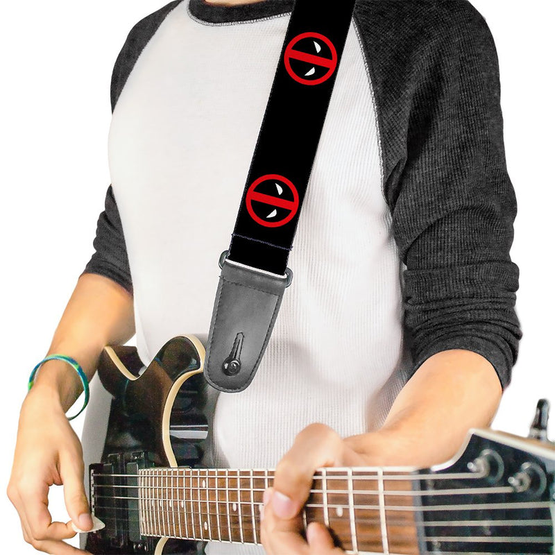 Guitar Strap Deadpool Logo Black Red White 2 Inches Wide