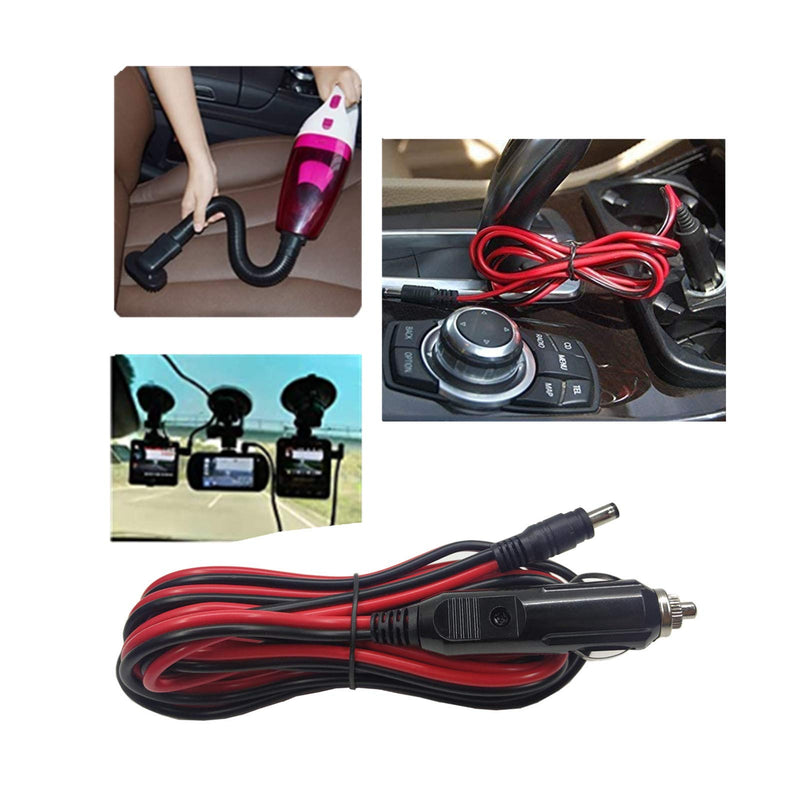 AEISVIK DC Car Charger Cable - 12-24V DC Car Charger Auto Power Supply Cord Cigarette Lighter Male Plug to DC 5.5mm x 2.1mm Connector Extension Cord for Portable DVD Player, Car, Camera (10FT) 10FT