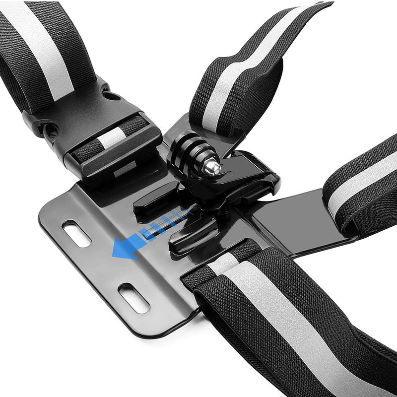 SOONSUN Chest Mount Harness Compatible with GoPro Hero 10 9 8 7 6 5 4 3 2 Fusion Session AKASO SJCAM DJI OSMO Action Camera – Fully Adjustable Chest Strap Mount with Reflective Belt