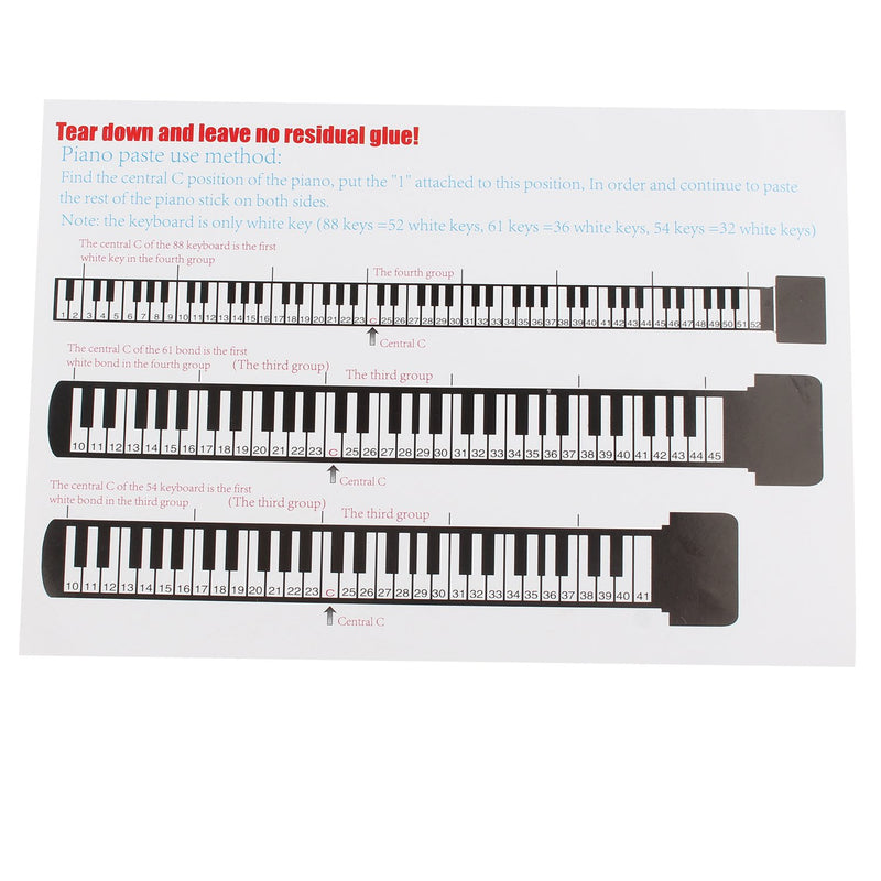 Futheda 54/61/88 Key Piano Keyboard Stickers Transparent and Removable Electronic Organ Piano Music Note Full Set Stickers for White and Black Keys