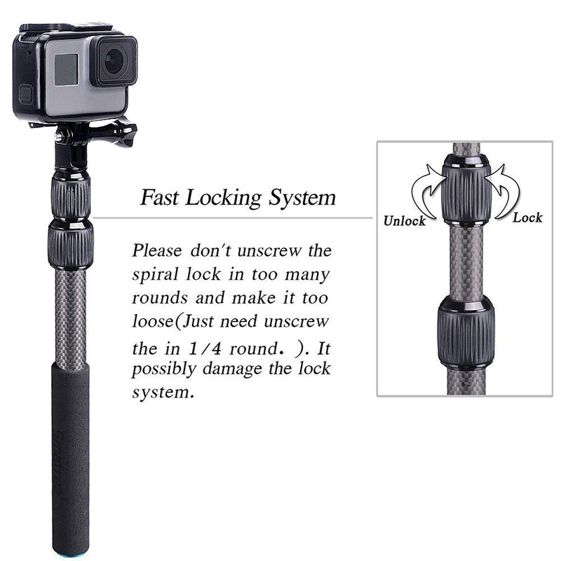 Smatree Carbon Fiber Detachable Extendable Floating Pole Compatible for GoPro MAX/GoPro Hero Fusion/9/8/7/6/5/4/3 Plus/3/Session/GoPro Hero 2018/DJI OSMO Action Camera