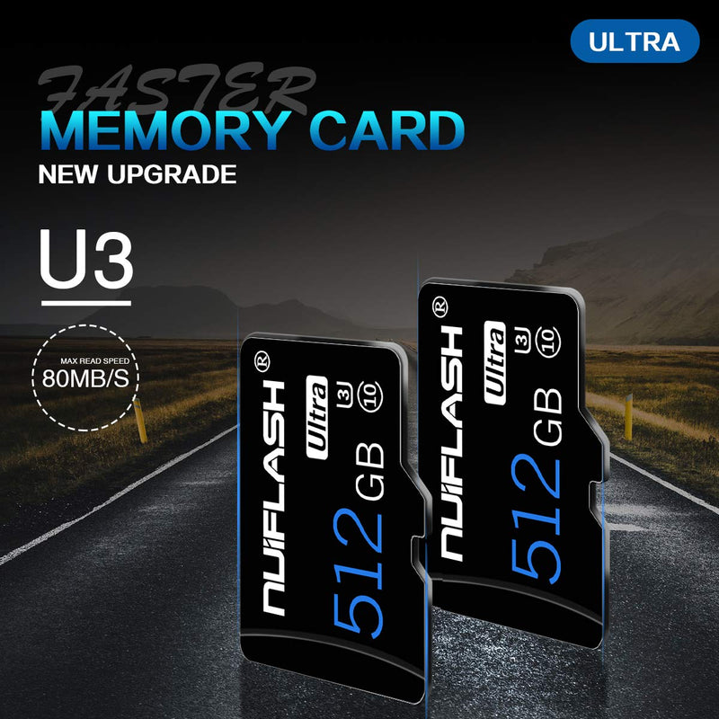 512GB Micro SD Card (Class 10 High Speed) SD Memory Card 512GB TF Card with Adapter for Camera, Phone, Computer, Surveillance,Drone