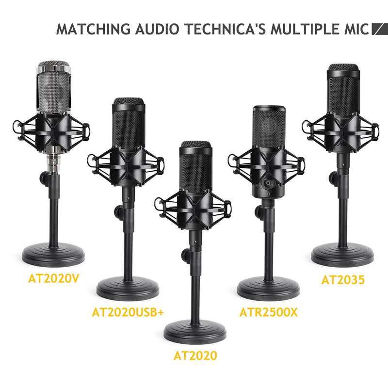 AT2020 Desktop Microphone Stand with Mic Shock Mount, Adjustable Table Mic Stand for Audio Technica AT2020 AT2020USB+ AT2035 ATR2500 Condenser Studio Microphone by Frgyee