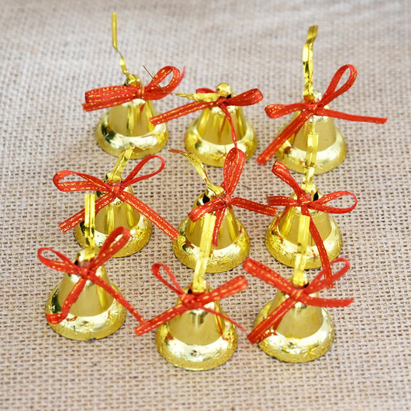 ULTNICE 9pcs Jingle Bells Small Bell Beads Pendants Golden