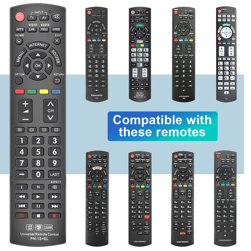 Gvirtue Universal Remote Control GPN-15 Compatible Replacement for Panasonic TV/Viera Link/HDTV/ 3D/ LCD/LED, Applicable N2QAYB000485 N2QAYB000100 N2QAYB000221 N2QAYB00048