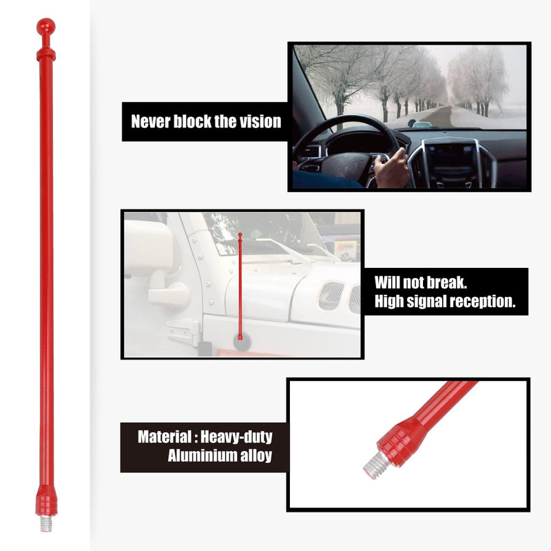 for 2007-2017 Jeep Wrangler JK Aluminium 14" Antenna - AM FM Radio Car Antenna Replacement,Red