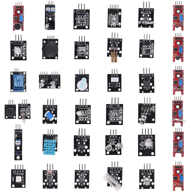 ALMOCN 37 in 1 Sensors Assortment Kit,37 Sensor Modules Starter Kit Robot Projects Starter Kits for Arduino Raspberry Pi 4 Pi 3,3B+,RPi A,Model B,B+