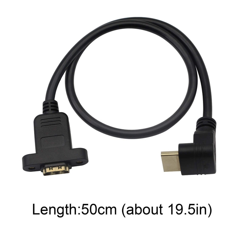 HDMI Panel Mount 90 Degree Extension Cable,HDMI Femlae to 90 Degree Dowm Male Connector Wire, with Screw Hole Panel Mount,Support 4K 60hz 3D TV, Roku, Xbox360 eat. (Angle Down) Angle Down-0.5m