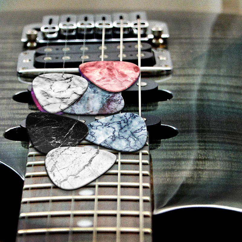 WIRESTER Guitar Picks 6Pcs Set for Guitar Bass, Acoustic and Electric Guitar - Marble