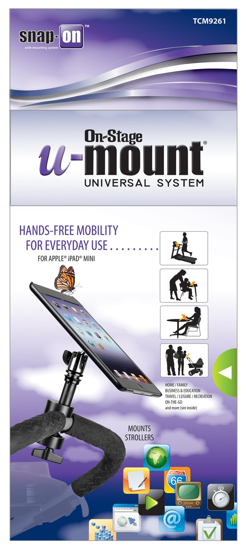 On-Stage TCM9261 Quick Release Tablet Mount with Snap-On Case for iPad Mini, Black