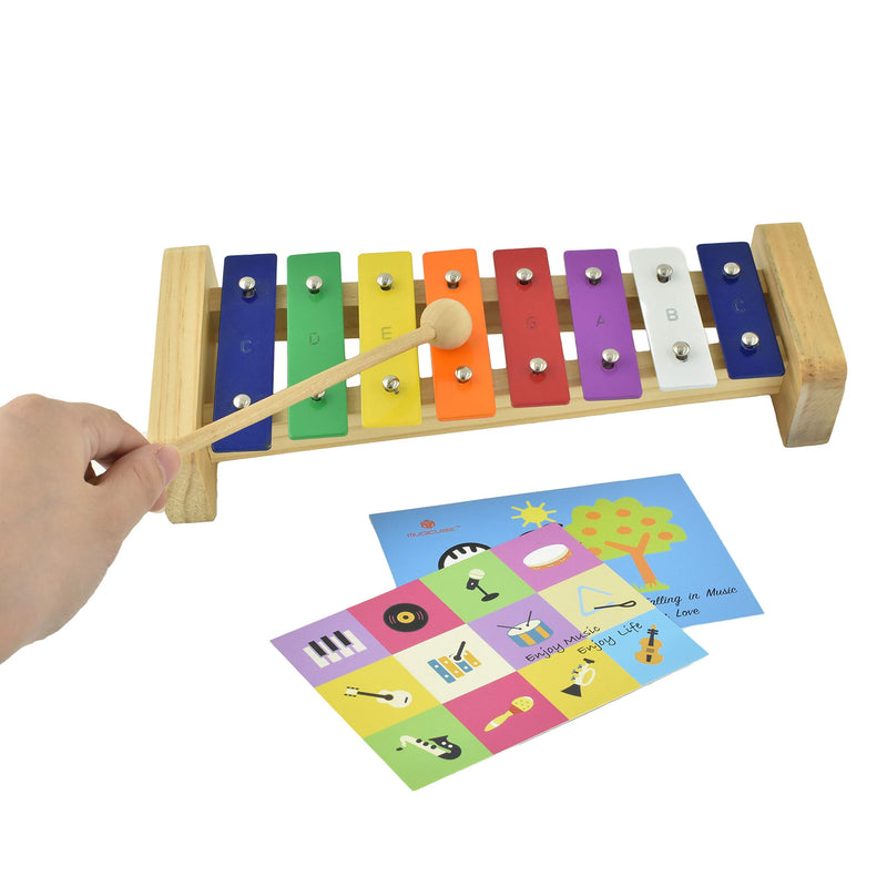 MUSICUBE Xylophone for Kids Wooden Xylophone with Mallets Orff Music Instrument for Educational Preschool Learning Baby Percussion Kit Professional Tuning Gift Choice for Children Harmonica Included B