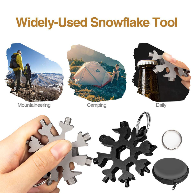 Aitsite 18-in-1 Snowflake Multi Tool Stainless Portable Steel Multi-Tool for Outdoor Travel Camping Adventure Daily Tool (Black) Black