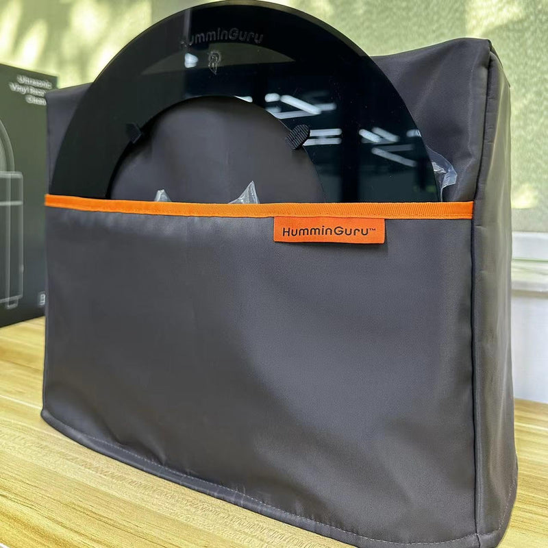 HumminGuru Premium Dust Cover with Front Pocket for Ultrasonic Vinyl Record Cleaner(HG01)- Store 7”/10” Record Adapters, Vinyl Record Cleaning Kit, and The Manual Instruction etc. (Premium Dust Cover)