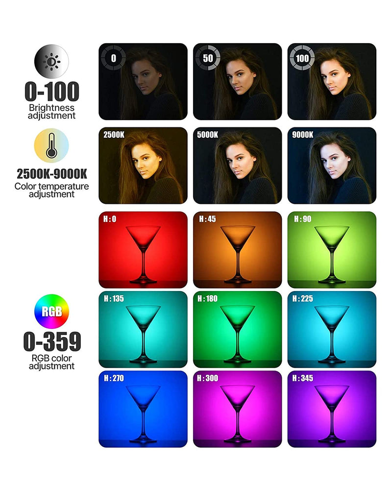 ULANZI VL120 RGB Video Light, Pocket LED On-Camera Video Lights, Built-in 3100mAh Rechargeable Battery, 360 Full Color 20 Light Effects, CRI≥95 2500-9000K LED Panels for Photography Vlogging black