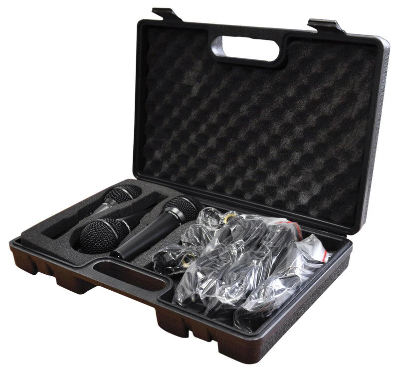 Soundlab Dynamic Premium Vocal Microphone Kit with 3 Microphones, Leads and Carry Case
