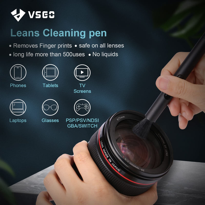 VSGO VS-A3E Warp-up Camera Cleaning Kit Portable Bag Air Blower Lens Cleaning Pen Spray Cotton Swab Cloth for Camera Lens Optical Optical Phone