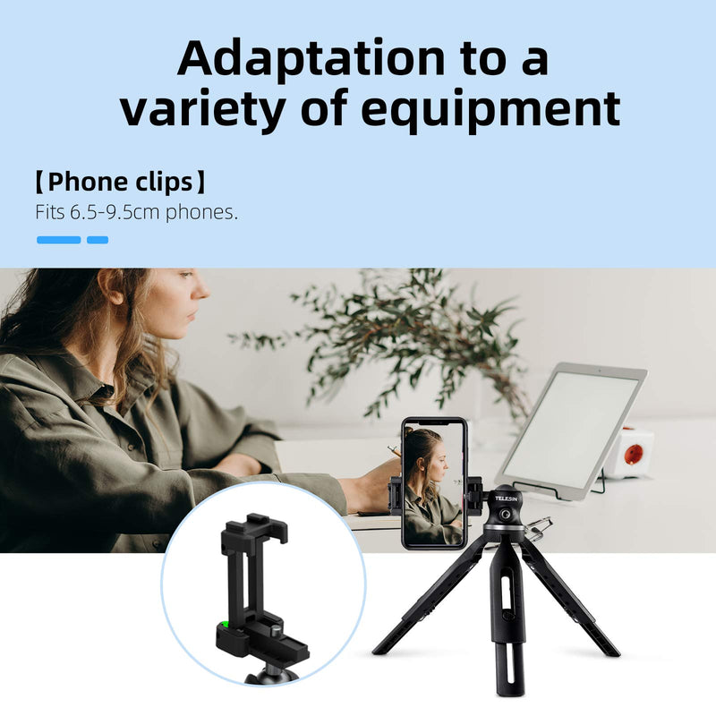 Camera Tripod, Portable Phone Stand Tripod 360 Degree Rotation with Phone Holder Cold Shoe Mount for iPhone Samsung Canon Nikon Sony GoPro Video Vlogging Live Streaming Tripod B