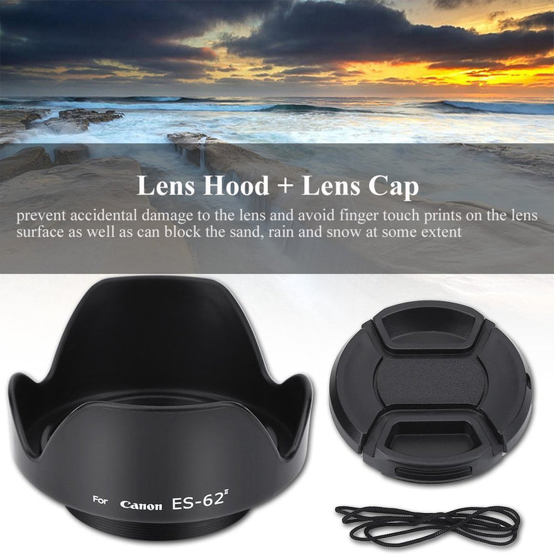 Acouto ES-62II Camera DSLR Lens Hood for Canon 50mm f/1.8 II with Lens Cap for Nikon 50mm 1.8D Lens, for Nikon 50mm 1.4D Lens