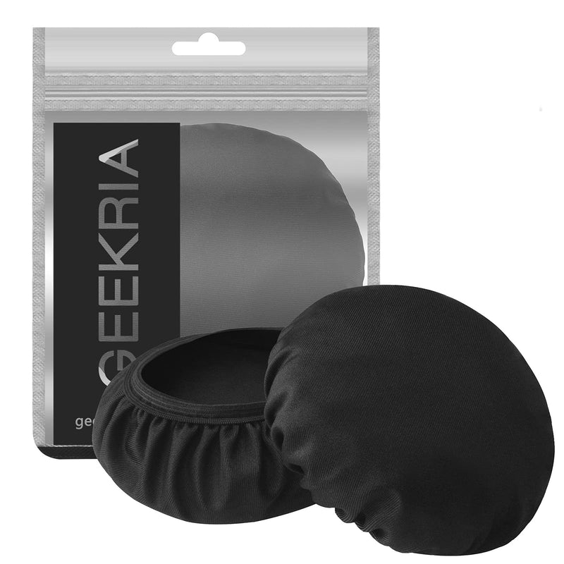 Geekria 2 Pairs Flex Fabric Headphones Ear Covers, Washable & Stretchable Sanitary Earcup Protectors for Large Over-Ear Headset Ear Pads, Sweat Cover for Gym, Gaming (L/Black) Black