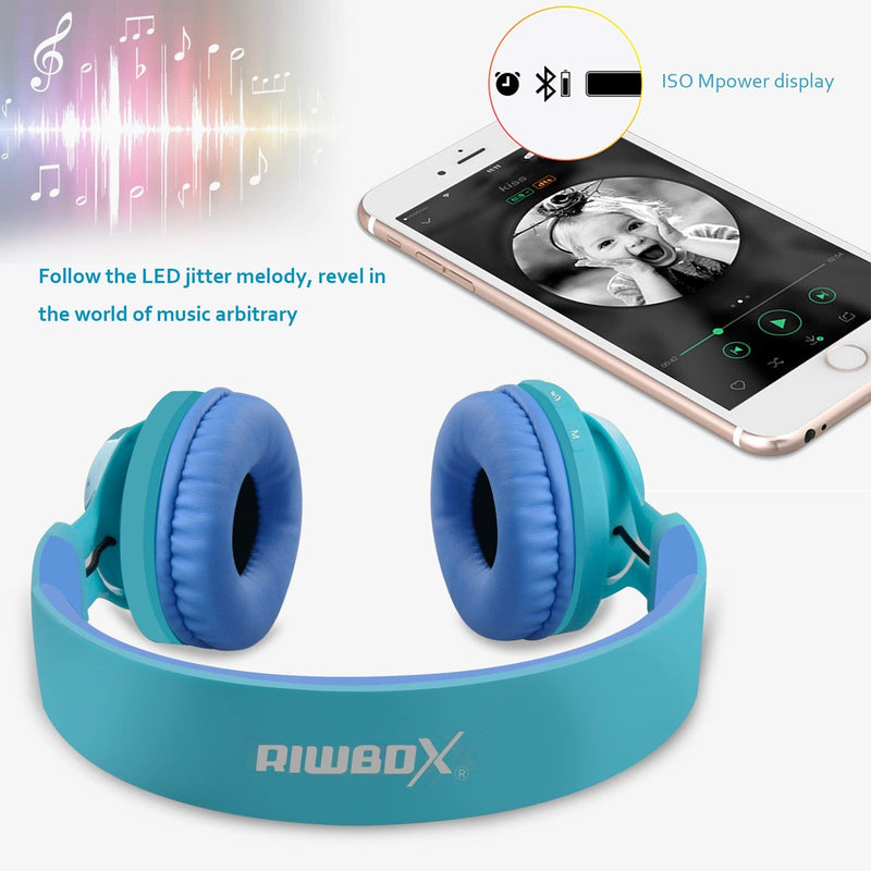 [AUSTRALIA] - 2 Packs Riwbox WT-7S Kids Headphones Wireless, Foldable Stereo Bluetooth Headset with Mic Compatible with PC/Laptop/Tablet/iPad Blue&Pink 