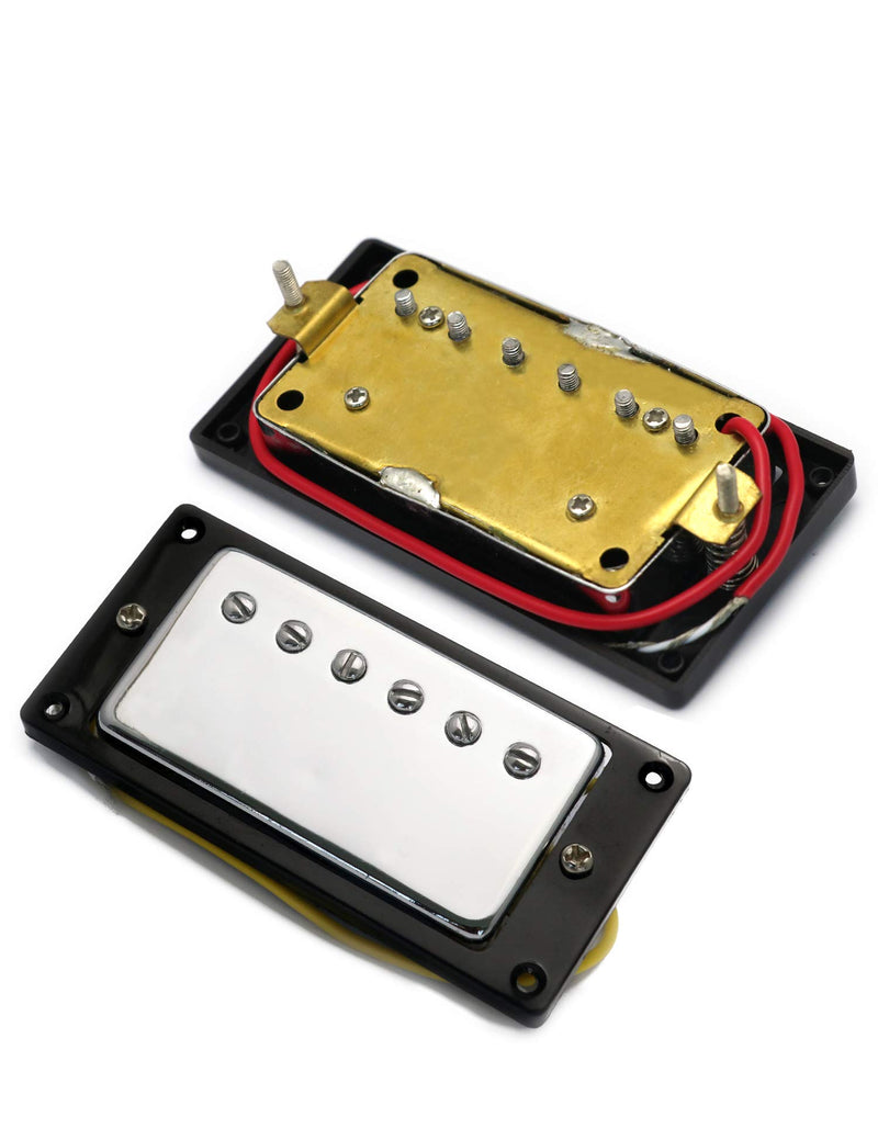 Metallor Humbucker Double Coil Pickups Neck and Bridge Compatible with LP Style Electric Guitar for Guitar Parts Replacement Set of 2Pcs Chrome.