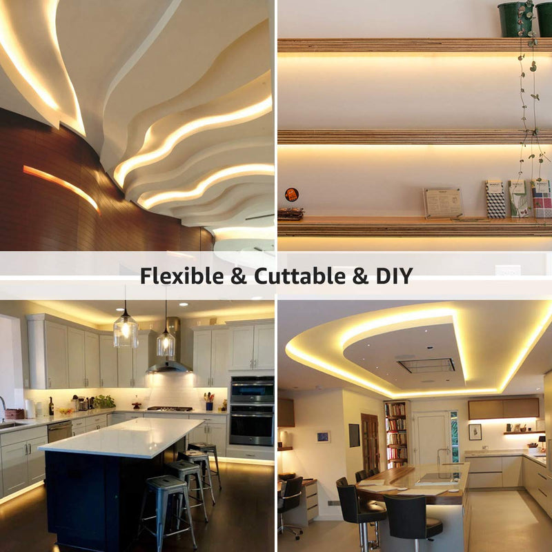 [AUSTRALIA] - LE 12V LED Strip Light, Flexible, SMD 2835, 16.4ft Tape Light for Home, Kitchen, Party, Christmas and More, Non-Waterproof, Warm White(Not Include Power Adapter) 