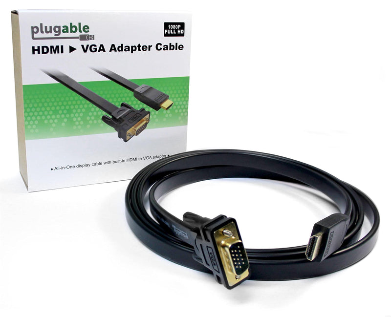 Plugable HDMI to VGA Adapter, Driverless 6 Foot (1.8 Meter) Converter Cable Supporting Up to 1920 x 1080 (60Hz)