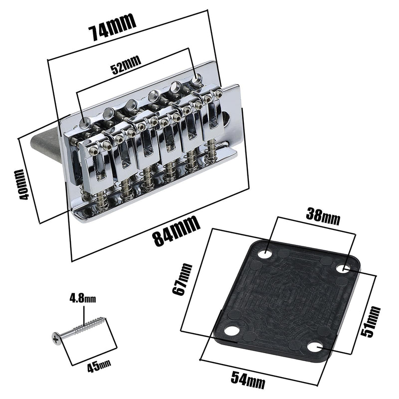 Electric Guitar Tremolo Bridge System Set with Neck Plate Whammy Bar Replacement Compatible with Fender Start ST Guitar Silver Zinc Alloy