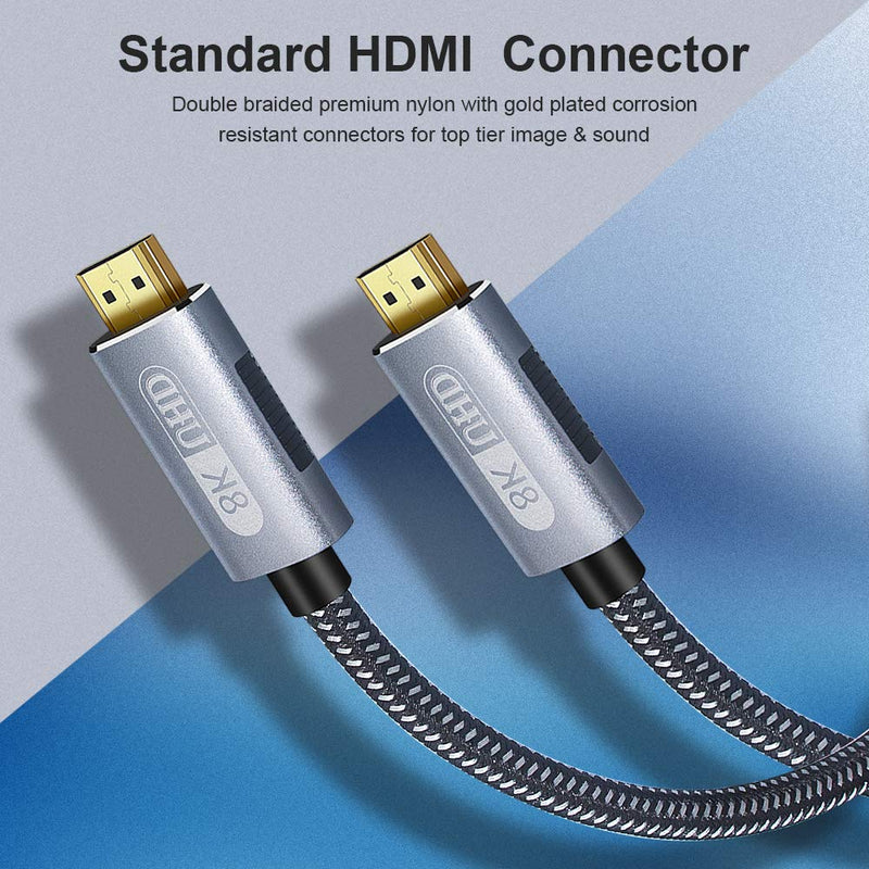 8K HDMI Cable 6.6ft, HDMI 2.1 48Gbps High Speed Nylon Braided HDMI Cord with eARC HDR10 4:4:4 HDCP 2.2&2.3, 4K HDMI Cable Compatible with Dolby Atmos Apple Fire LG Samsung TV PS5 PS4 Switch Xbox Roku 6.6 ft