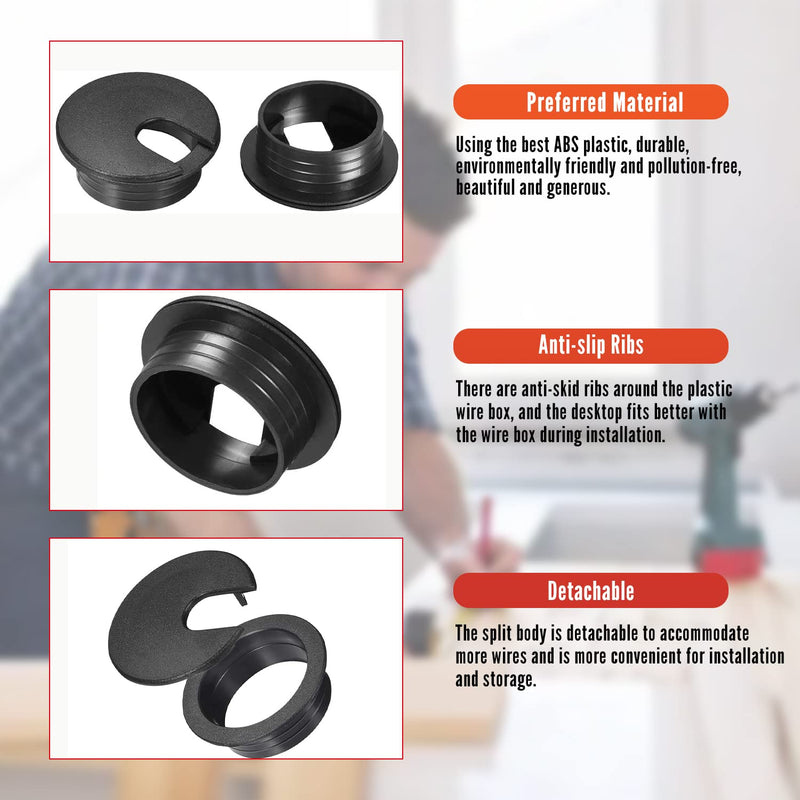 MroMax 1.38" Desk Grommet Plastic 35mm Cable Hole Cover Cord Desk Grommets Arrange Wires Organizer for Home Office Desk Cable Cord White 10Pcs 35 mm Mounting Hole Diameter