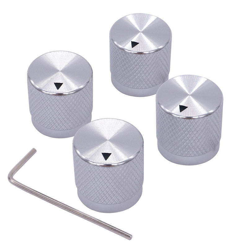 Taiss/ 4pcs Silver color Aluminum Rotary Electronic Control Potentiometer Knob For 6 mm Diameter Shaft, Volume Control Knob, Audio knob, Guitar Knob，Switch Knob, 17mm dia. x 17mm height