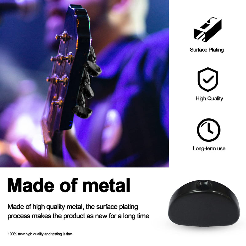 MAXCHEER 6PCS Metal Big Semicircle Guitar Tuning Pegs Tuners Machine Heads replacement Buttons knobs Handle (Black) Black