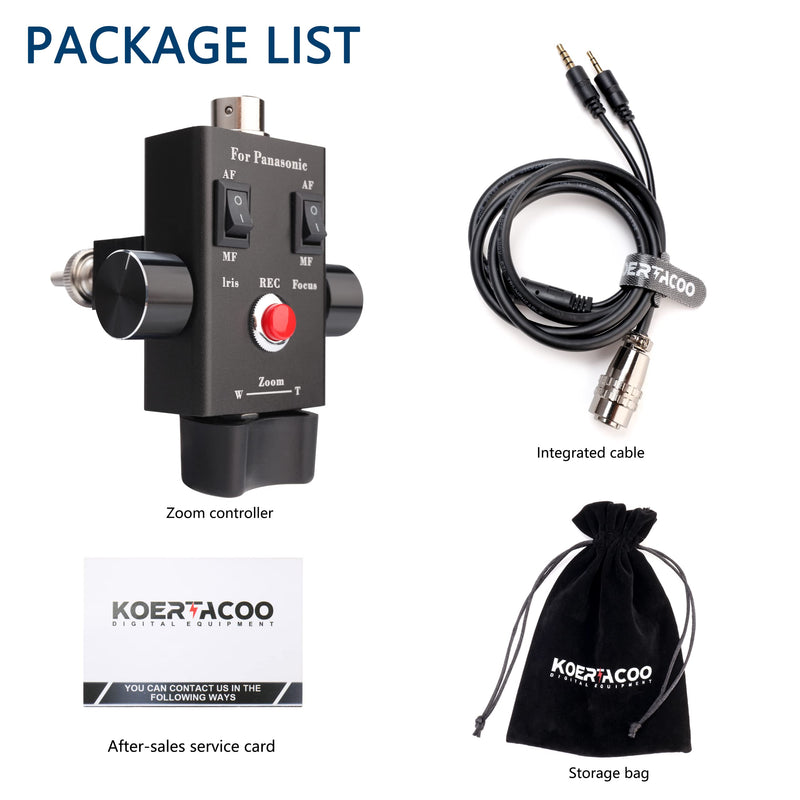 KOERTACOO Camcorder Zoom Controller, Remote Control Zoom, Iris, and Focus Control + 2.5mm and 3.5mm Jack Cable for Panasonic HC-X1 HC-PV100 AG-UX90 AG-UX180 HC-X1000 AG-AC30 AG-AC90 AU-EVA1 Camera.
